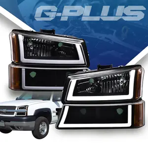 Fit For 2003-2007 Chevy Silverado LED DRL Headlights & Signal Bumper HeadLamps