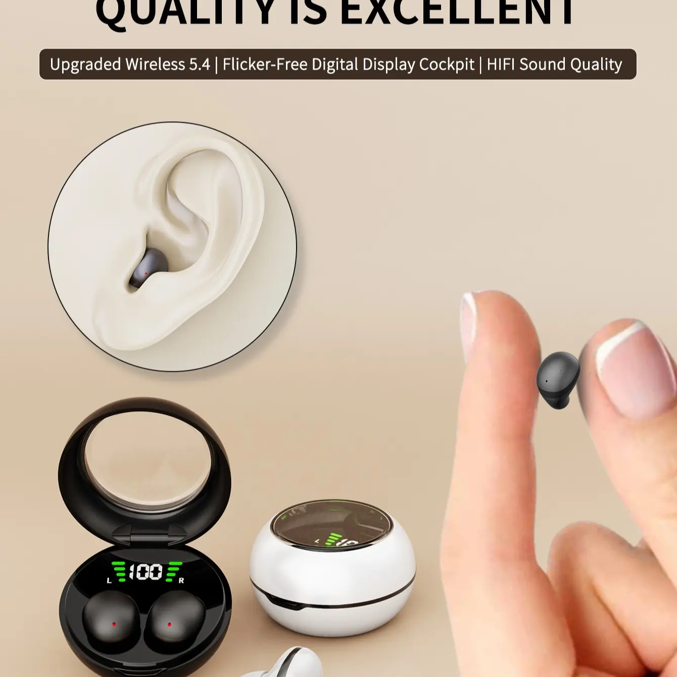 New Mini Wireless Earbuds, TWS Sleep Headphones, Small Invisible Work, Easy to Carry, Comfortable Wear, Suitable for Sleep and Sports, Portable Earbuds, Sleeping Headphones, True Wireless Earbuds