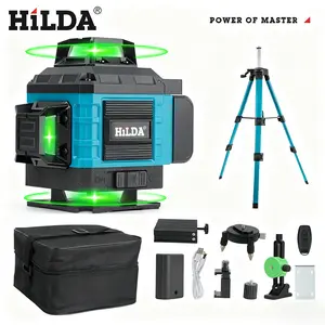 16-Line Self-Leveling Laser Level, Self Levelling Laser, 4D × 360°, 2 Rechargeable Batteries + Remote Control & Long Battery Life – Perfect for Tile Installation, Professional Renovation & DIY Picture Hanging