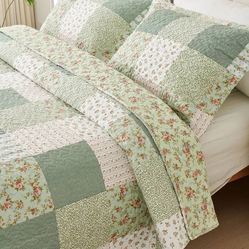 3pc design patchwork quilt set, prewashed bedspread and coverlet set, fashion bedding set-229x229+2x50x70+5cm