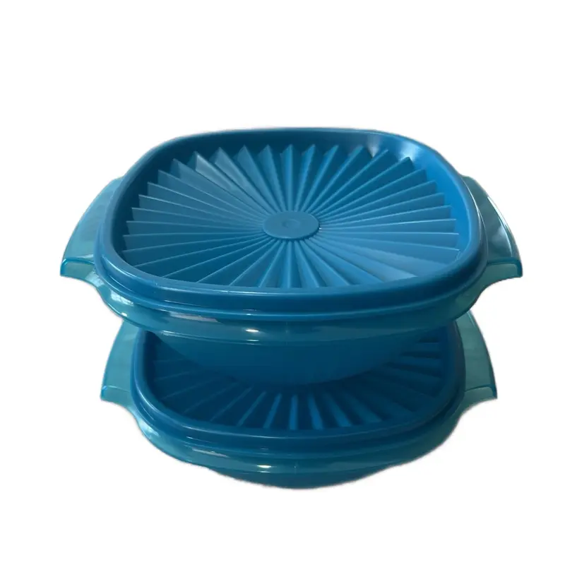 Servalier Blue 2-Piece Stackable Plastic Bowl Set with Lids - Eco-Friendly Kitchenware, Smallspace Fit Home Storage Container for Compact Kitchen, Organizes Small Items, Food Storage Container, Bathroom