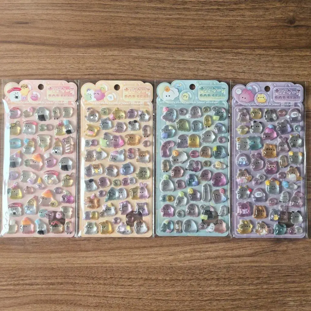 4 Pcs Cute Transparent Pop Seal Stickers - Adorable Decor for Journals, Phones & DIY Crafts RecordingYourLife Store