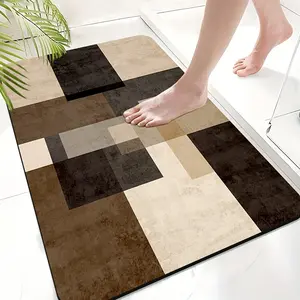 An Abstract Block-Patterned Super Absorbent Non-Slip Mat Essential for Home Bathroom Kitchen Living Room Cafes Bars Gardens And Personal Care Gifts