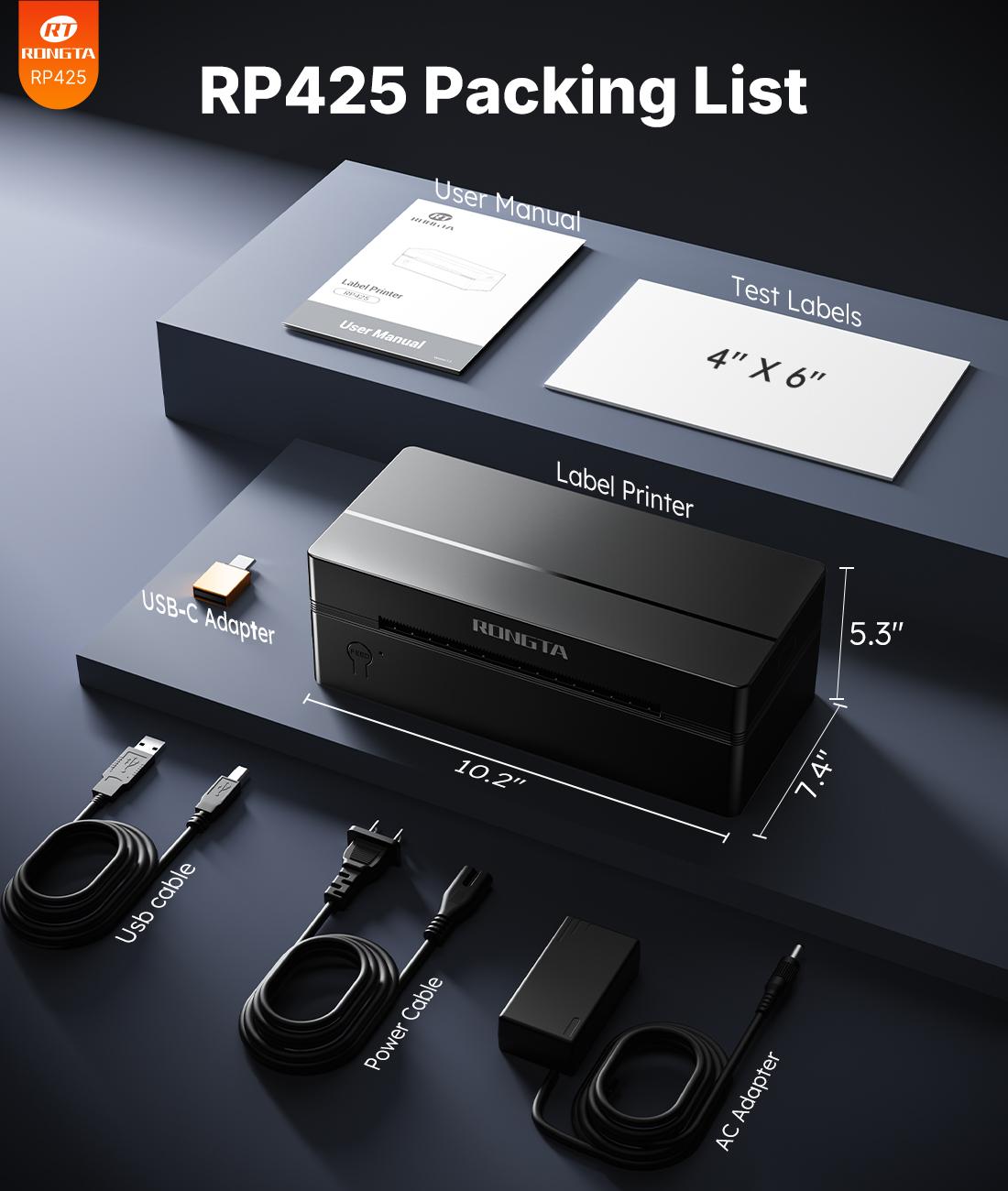 RT  Shipping Label Printer, Bluetooth Wireless Thermal Label Printer, Compatible with iOS, Android, Windows, Mac, Chromebook, Widely Used for Etsy, Ebay, Shopify, USPS Printing Machine