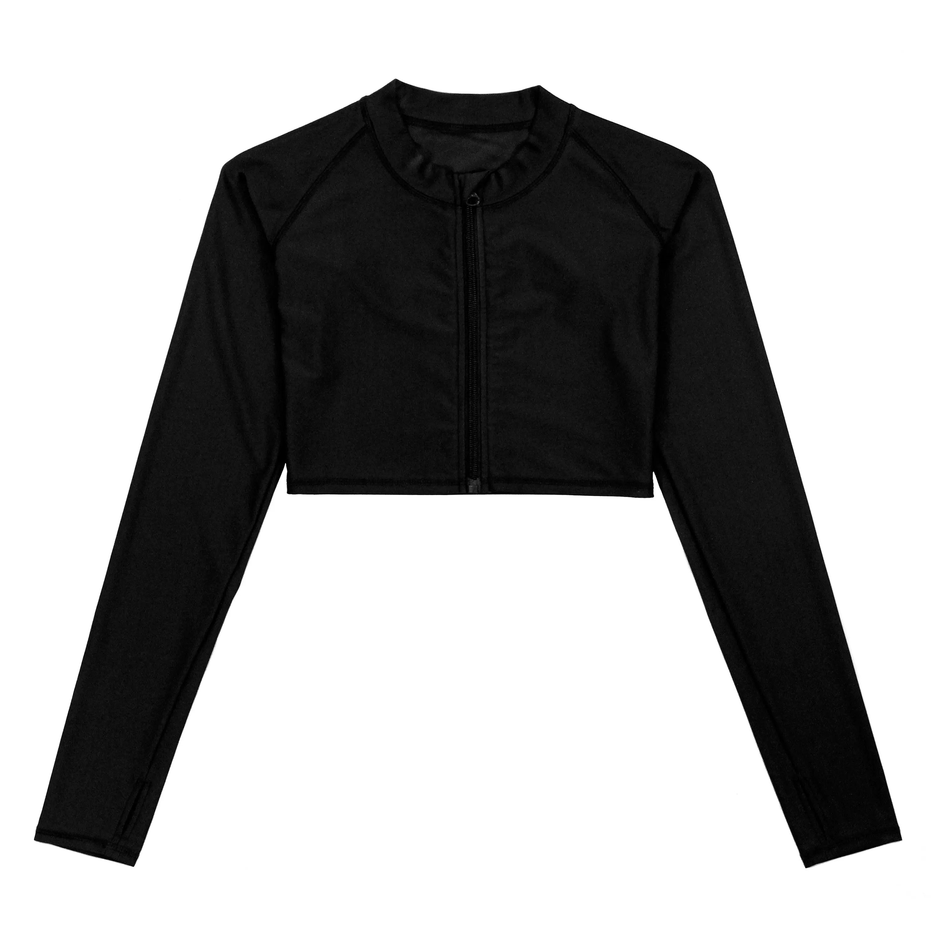 SwimZip Women's UPF 50+ Long Sleeve Crop Rash Guard