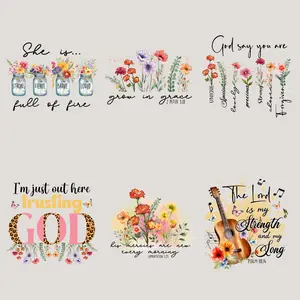 6PCS/set Floral or Flowers Heat Transfer -For Making T-Shirts,Bags,Hoodie,Throw pillow,Canvas Bag And Fabric Decorations,Washable And Durable Heat Transfer Stickers,