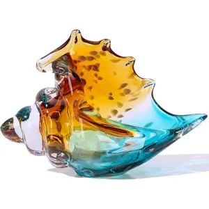 Hand Blown Green Sea Glass Conch Shell Sculpture Figurine Creative Seashell Statue For Coastal Room Home Kitchen Decor Knick Knacks Above Cabinets