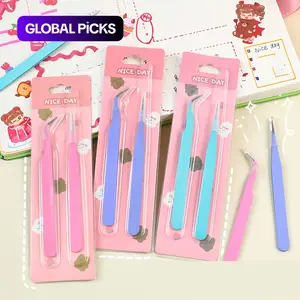 Mini Tweezers Set, 2 Counts/set Multifunctional Mini Tweezers, DIY Scrapbooking Tool, Creative Tweezers for Home, School and Office