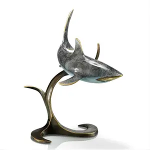 212 MAIN Shark Statue, Home Decor Ornament, Stylish Home Supplies Accent Piece, Ornaments, Brass, Indoor Display