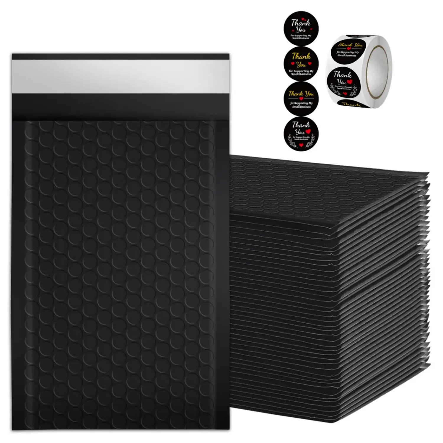 50Pcs Black Waterproof Self-Seal Padded Bubble Mailers (4x8in Outer, 4x7in Usable Size) - Small Business Shipping Supplies for Jewelry Packaging