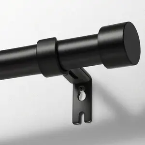 Heavy Duty Curtain Rods for Windows, Drapery Rods with Adjustable Curtain Rods, Outdoor Modern Curtain Rod with Simple End Caps Black Outdoorfun