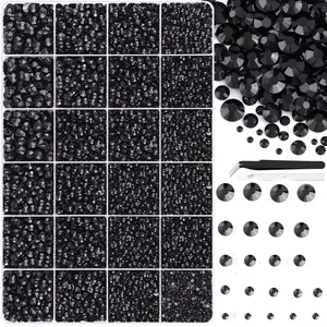 24 pieces of black resin decorated with brilliant crystals, made of 30,000 pieces of resin. It can be used to make clothes, shoes, fabrics, nail jewelry sets, and comes with tweezers, magnetic pens and free gifts. DIY handmade decoration set, Beads Charms
