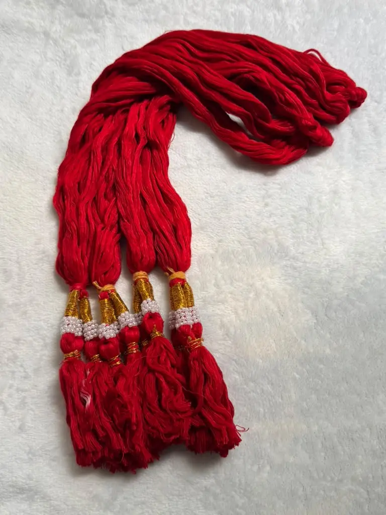 Traditional Nepali Lacha Dori Girls Hair Piece/ Decorated Glass Bead Headpiece With Pearls, Beads, Gold Accents, Dazzling Beadwork