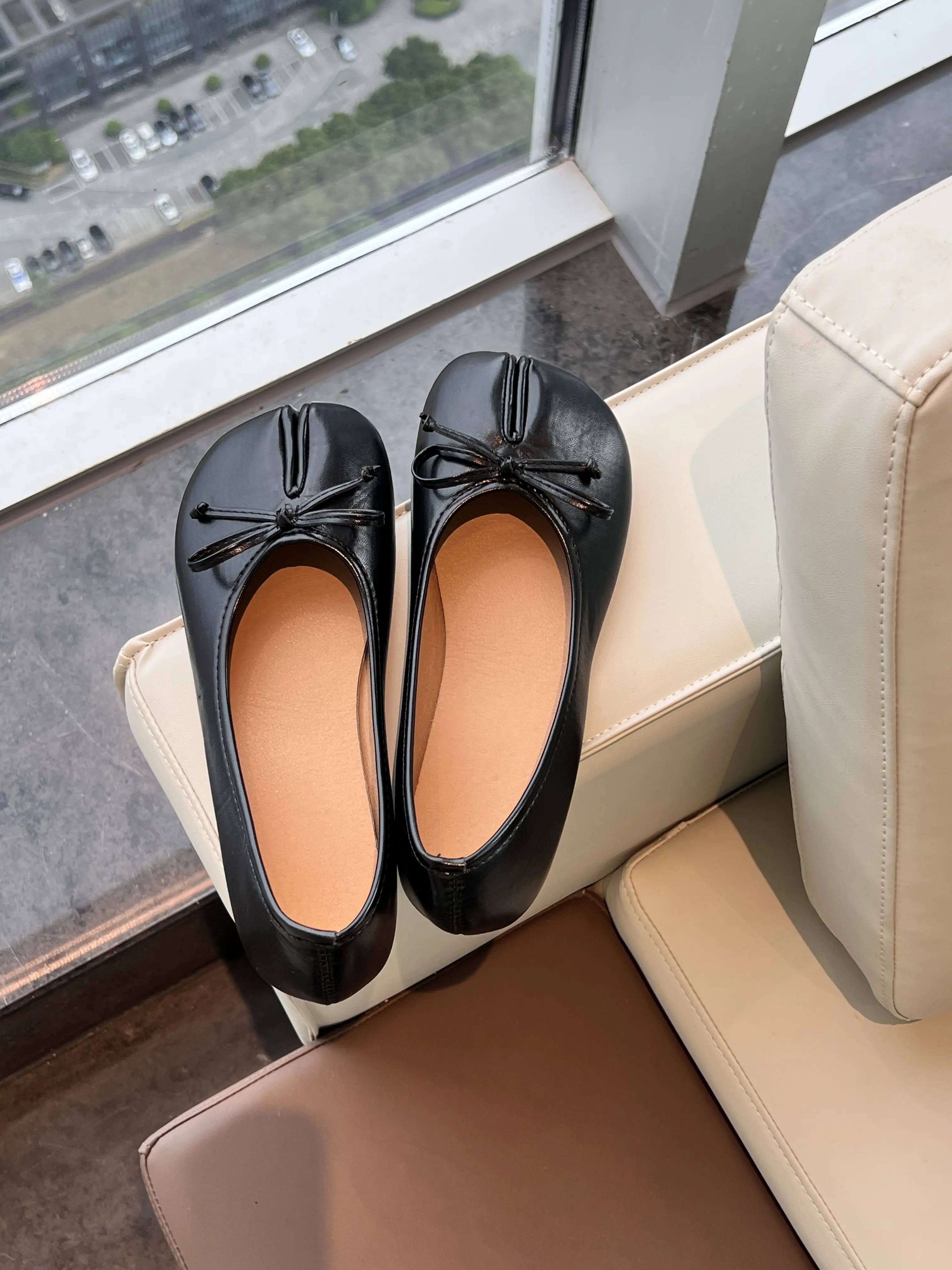 Women's Bow Decor Ballet Flats | Soft Sole Comfortable Casual Daily Work Shoes, Slip On, Footwear, Round Toe, Pu Leather, Ankle, Plain, Ballet Shoes, All Seasons