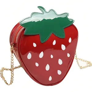 Fashion Mini Strawberry Shape Purse for Women- PU Leather with Metal Chain, Cute Crossbody Bag & Wallet, Ideal for Birthday Christmas Gifts