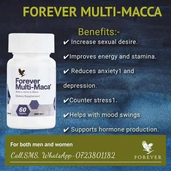 Forever Multimaca - 60 Tablets for Men & Women - Enhances Energy Stamina Reduces Anxiety & Depression - Fitness & Edible Healthcare Supplement Dietary Vitamin Magnesium Glycinate Wellness Supplement joint support supplement