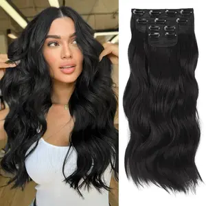 Vigorous Clip in Hair Extensions Long Wavy Synthetic Hairpieces,Natural & Soft Hair & Blends Well Hair Extensions,Easy to Wear for Women Girls Daily Use Event Party Use