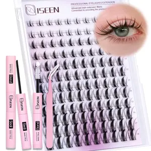 Lash Clusters Kit Manga Lash Individuals False Lash Extension Lash Extension Kit 8-18mm Volume Cluster Eyelashes Wispy C-Curly DIY Cluster Eyelash Extensions Kit Eyelash Glue Extension Eyelashes Extension Set with Bond&Seal&Eyelash Tweezers