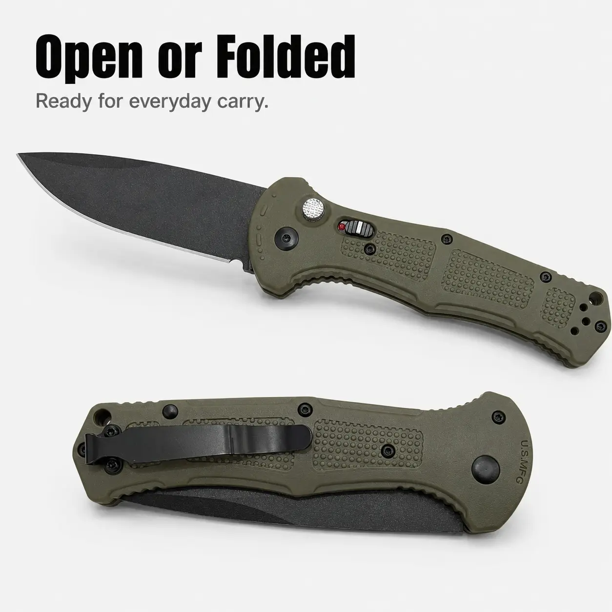 9070 EDC Folding Pocket Knife, Black Blade Outdoor Utility Tool for Camping, Hiking, Work Tasks & Everyday Carry, Compact Gift for Men