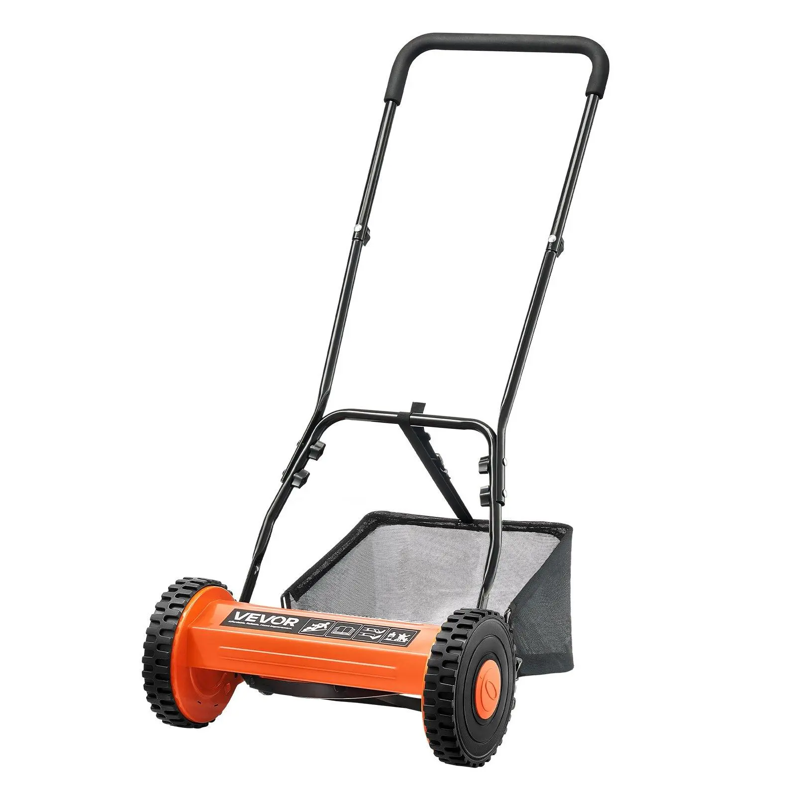 【Summerfinds】VEVOR 14" Manual Push Reel Lawn Mower 5-Blade Adjustable Height Grass Catcher 2 Wheels