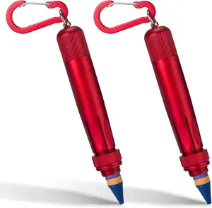 Lumber Crayon Holder for 1/2" Round or Hexagonal Crayons, Metal Holder Ideal for Heavy Duty Industrial Construction and Carpenter(Red 2 Pack)