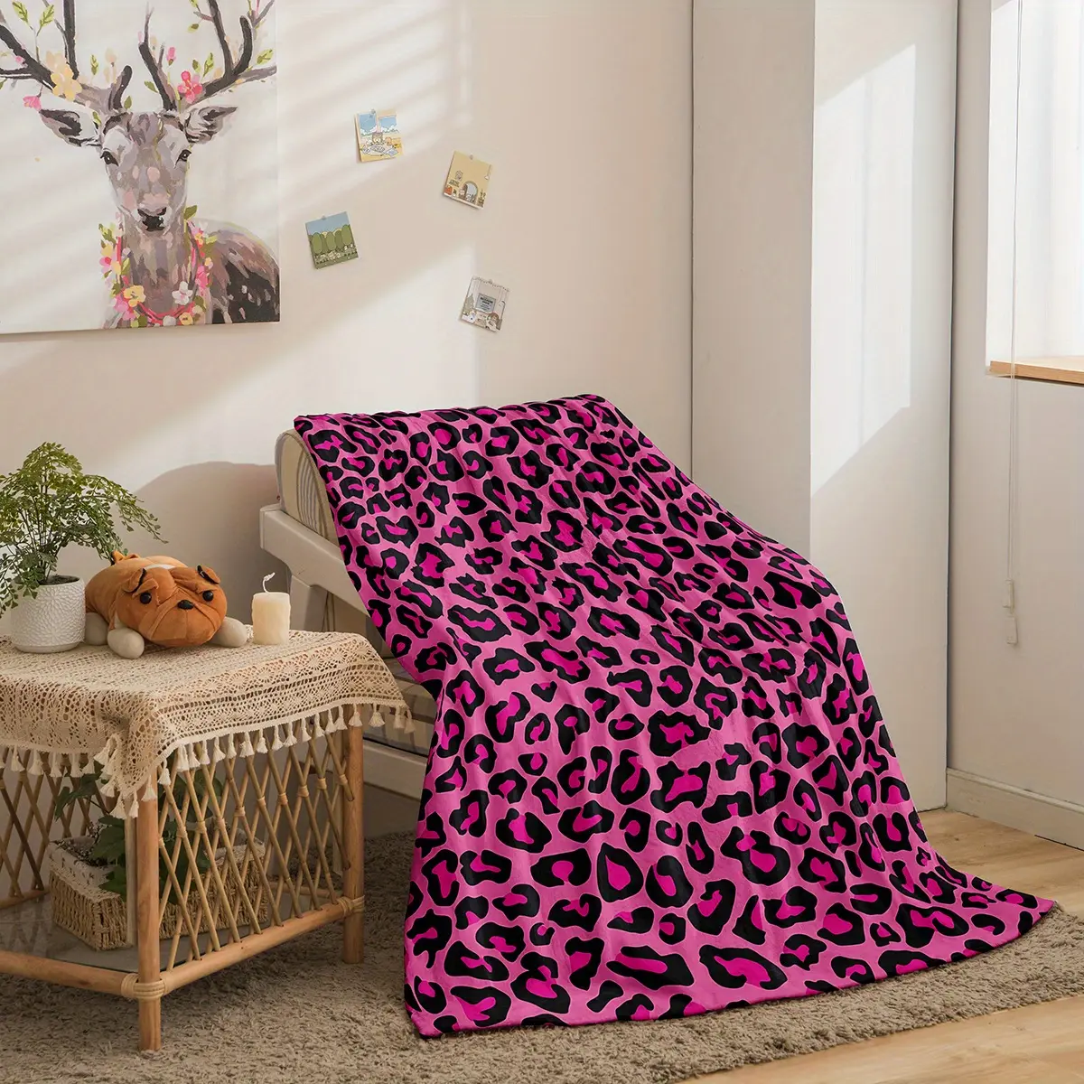 Flannel Fleece Leopard Print Blanket - Breathable Lightweight Polyester Fibers, Digital Printing, Tear-Resistant, Cozy Throw Blanket for Bed/Sofa, Boosts Cozy Setup & Contemporary Flair for Modern Rooms (1 Piece), Breathable Lightweight Blanket, Flannel F