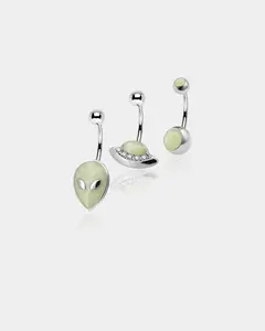 3PCS Alien Glow-in-the-Dark Belly Rings