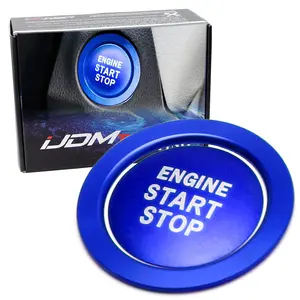 iJDMTOY Sports Blue Anodized Aluminum Engine Start/Stop Push Start Button Decoration Cover & Ring Trims For Toyota Camry Tacoma Prius Avalon RAV4 Mirai Corolla, etc