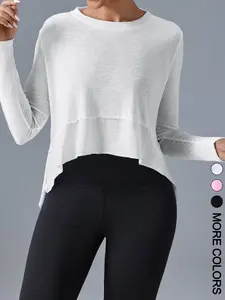 Women's Outdoor Gym Casual Long Sleeve T-Shirt, Comfortable Sports Top for Women, Perfect for Fitness & Daily Wear, Athletic Yoga Shirts