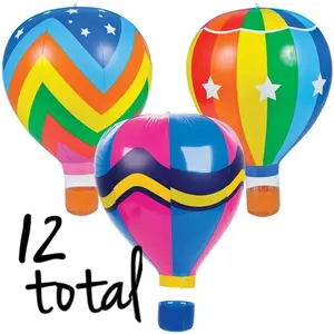 12 Hot Air Balloon Inflatables Blow Up Party Decoration Pool Toy Float Assorted Colors 22 Inch Vinyl for Kids Birthday Balloon Inflate Halloween Photo Props