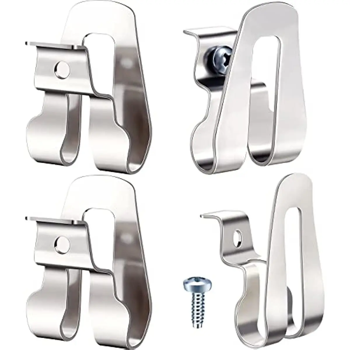 4-Piece Stainless Steel Drill Belt Hook Set with Installation Screws, Ideal for Cordless Drills and Impact Drivers, Electric Tool Belt Hooks