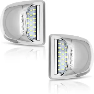 Full LED License Plate Light Chrome Housing Tag Lamp Assembly Replacement for Chevy Silverado 1500 2500 3500 Suburban Tahoe GMC Sierra Yukon XL, 6000K White, Pack of 2