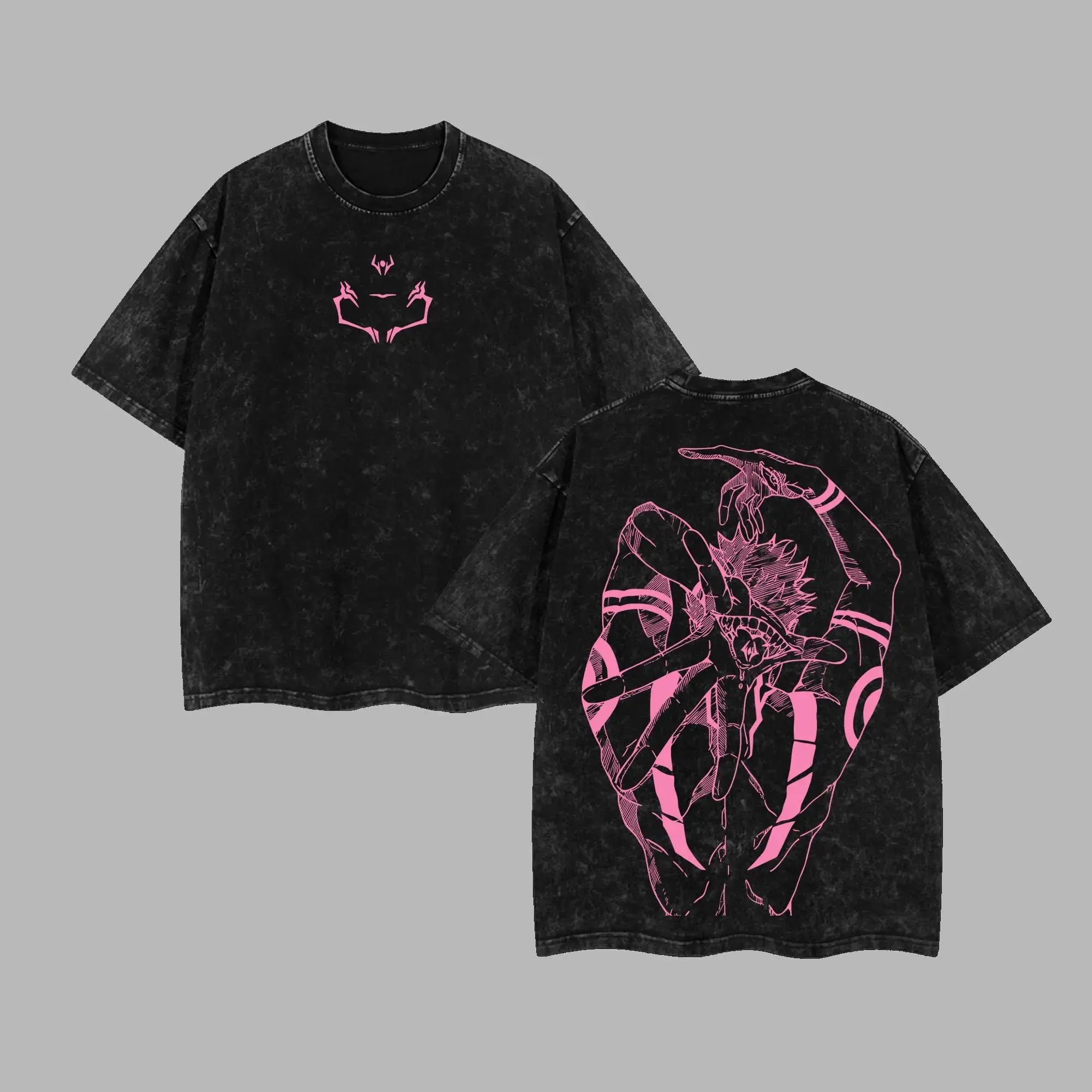 Sukuna Jujutsu Kaisen - Jujutsu Kaisen Anime Retro Unisex Acid Washed T-Shirt, 100% Heavy Cotton Oversized Unisex Anime Merch, Soft Cotton Streetwear Clothes, Unisex Manga Apparel, Gift for Anime Fans, Anime GiftGift Menswear Top Tshirt Gamis Tropical