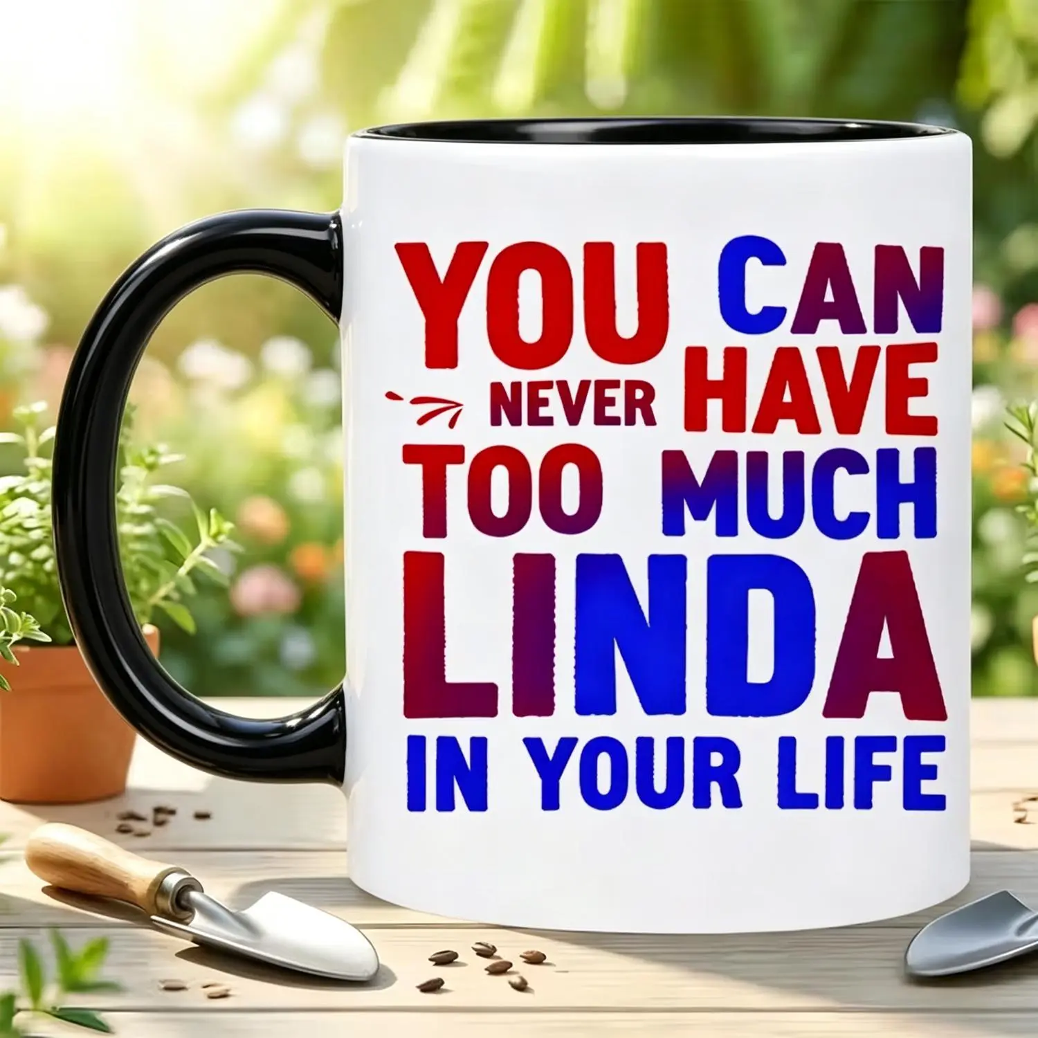 1pc 11Oz Ceramic Mug 'You Can Never Have Too Much Linda' | Reusable Coffee Cup - Great Gift for Birthdays, Christmas, Gift for Linda, Friends, Family, Women Named Linda