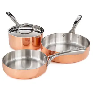BergHOFF Vintage 4pc Tri-Ply Copper Cookware Set with Lids
