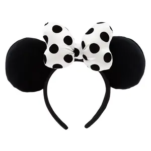 Disney Store Minnie Mouse Ear Headband with Satin Bow for Adults – Black and White