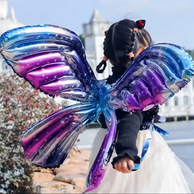 100cm×74cm Colorful Butterfly Wing Balloon For Children's And Boys' Happy Birthday Decoration Theme Party Aluminum Foil Balloons