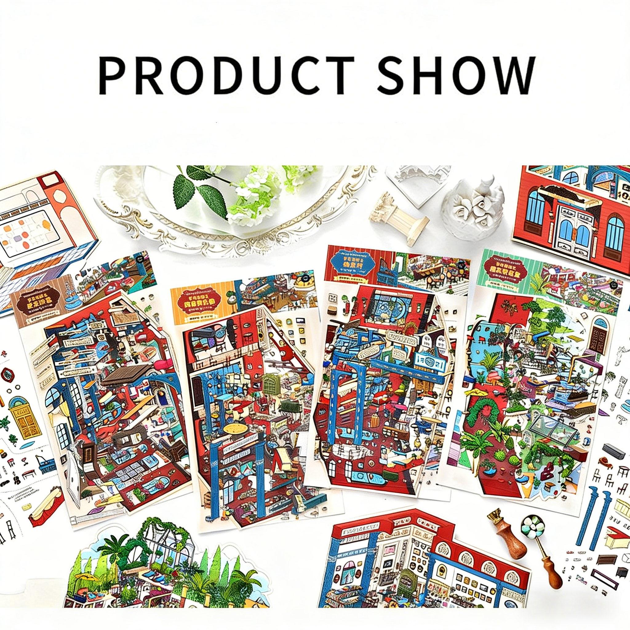 Roman Hotel Series – 3D Foldable Scene Sticker Kit,DIY Buildable Diorama for Room Decor & Display,Vintage Architectural Gift for Craft Lovers & Collectors,PET Sticker Set