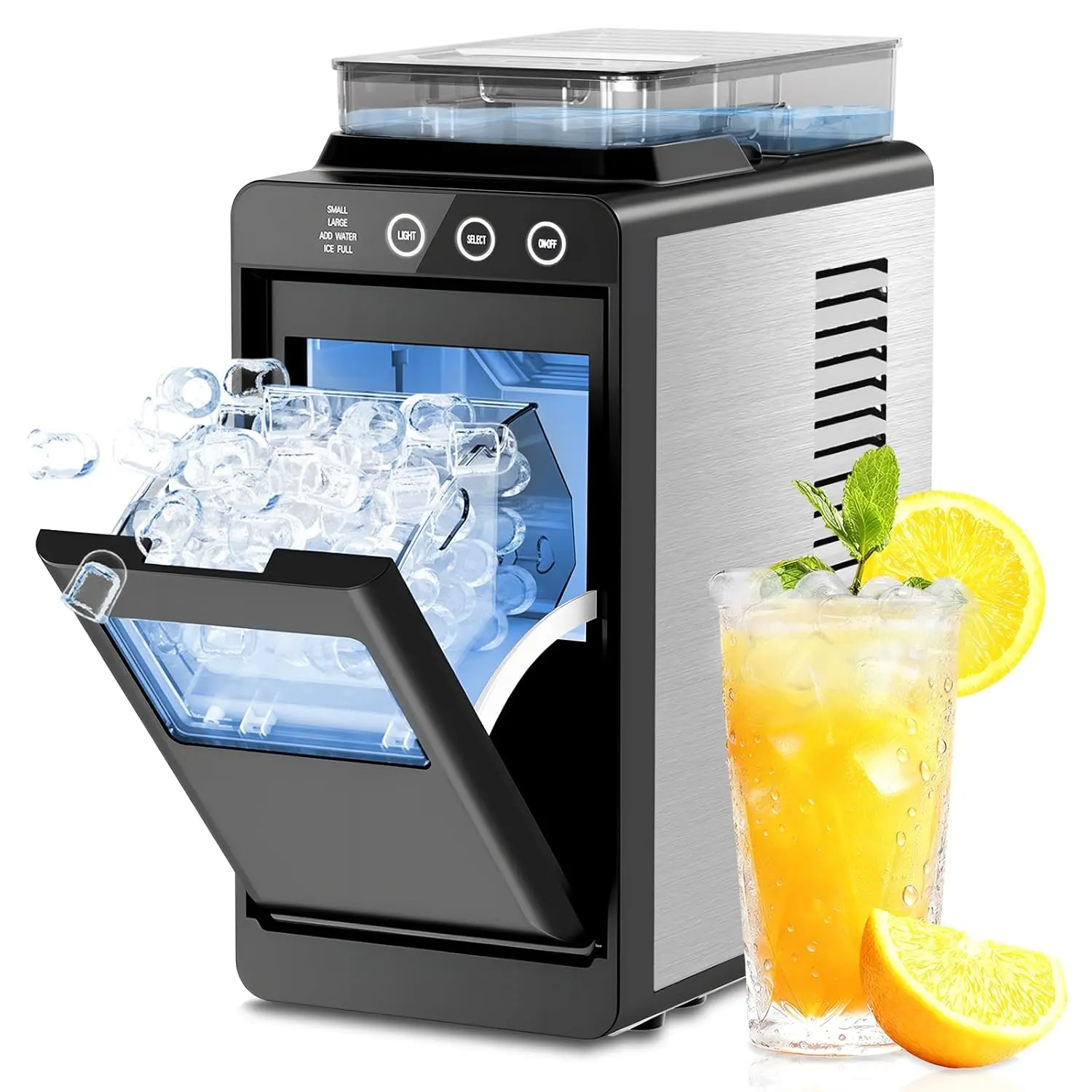 Countertop Ice Maker - 6-Min Fast & Efficient Production, 26 lbs/day Portable Machine with Dual Water Tanks, 2 Sizes, Self-Cleaning, Low-Noise, LED Panel for Home Kitchen, RV, summerwins,home essentials tiktokshopbacktoschool