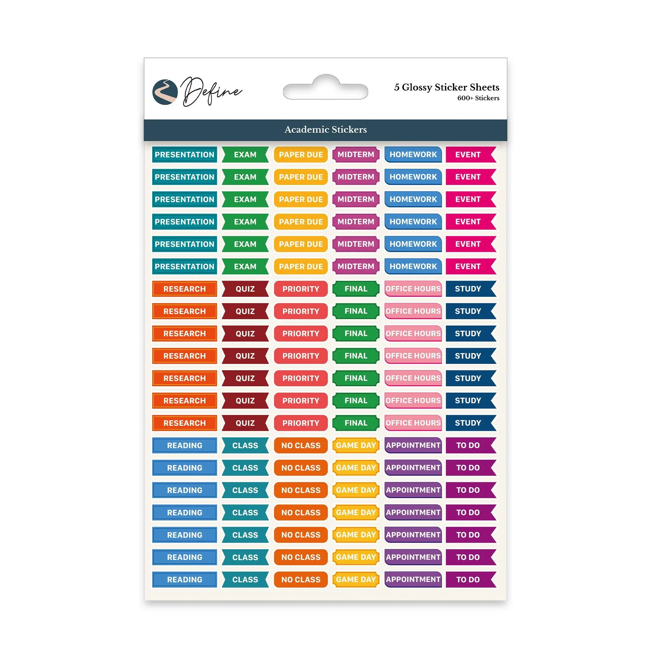 Academic Planner Stickers – Student Organization Stickers for Classes, Assignments & Exams Academic Planning Sticker Sheets