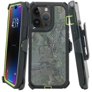 Green Tree Rugged Defender Case Cover For Apple iPhone 17 / 17E / 16 / 16E / 15 / 14 / 13 / 12 / Plus / Pro / Pro Max / Shockproof Heavyduty Protection cover With Belt Clip Phonecase Protector