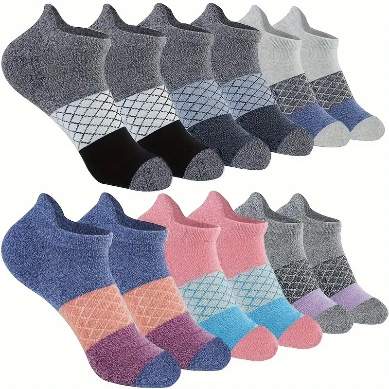 Athletic Socks for Women 6 or 12 Pairs, Solid Color Low Cut Ankle Socks with Heel Tab, Cushioned and Breathable for Sports, Athleisure Low Cut Socks