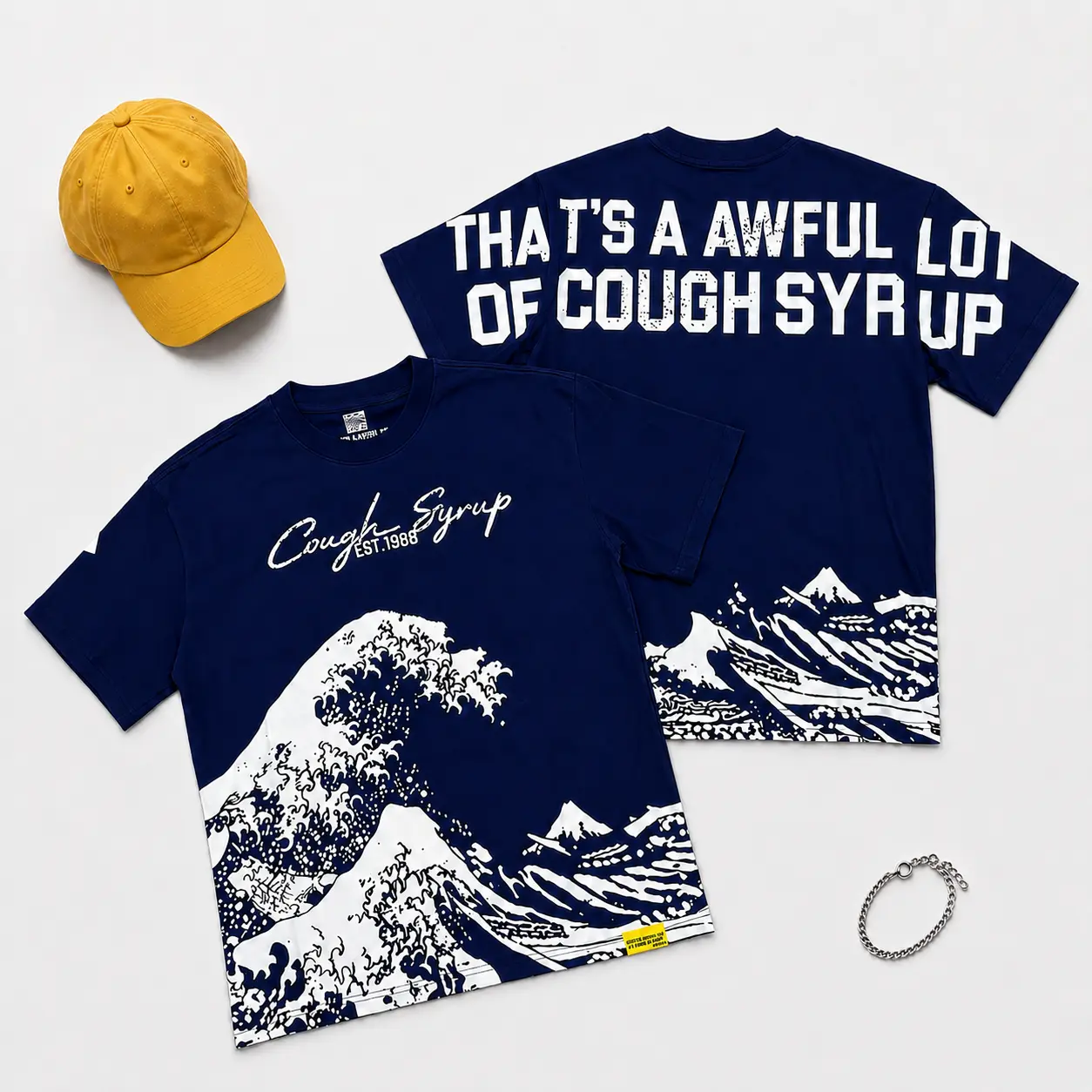 Men's Pure Cotton Graphic T-Shirt, THAT'S A AWFUL LOT OF COUGH SYRUP Short-Sleeve Tee, All-Season Apparel | Humorous Style | Pure Cotton Tee