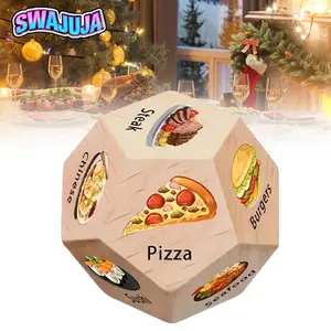 1Pcs colorful wooden food decision dice with food icons (pizza, ice cream, cake) - perfect for date nights, anniversaries, and family game nights - ideal gift