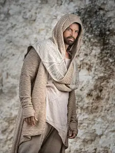 Men's Desert Nomad Hooded Robe – Cyberpunk & Boho Cosplay Outerwear for TikTok & Fantasy Trends