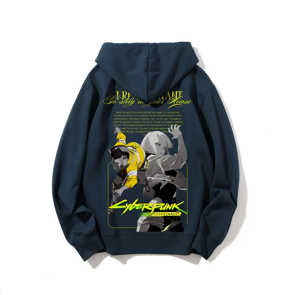 cyberpunk edgerunners david and lucy print pure cotton hoodie pullover hoodie anime merch independent design soft skin friendly street fashion trendy anime apparel