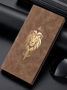 Men's Lion Pattern Wallet, Long Leather Bifold Large Capacity Coin Purse, Fashion Color, Soft Material, Ideal for Daily Use, Business Fashion Wallet