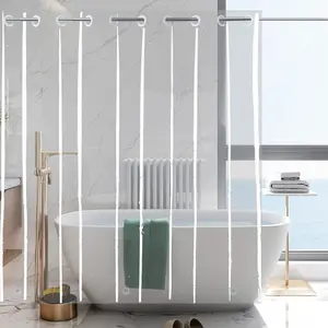 No Hook Clear Shower Curtain Liner PEVA Plastic Waterproof Heavy Duty Bathroom Hook Free Transparent Shower Liner 72x74 Inches