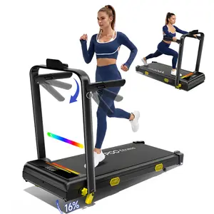 YPOO 16% Incline Walking Pad Treadmill with APP, Dynamic RGB Light Strip, Side Handrails & Foldable Design,Compact Foldable Fitness Equipment for Home Gym, Apartment, Office, Treadmills For Home, Compact Incline Treadmills