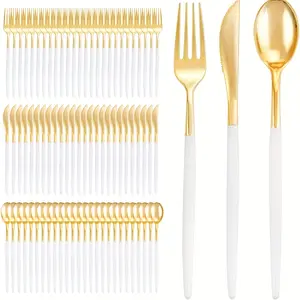 30-Piece Plastic Cutlery Set, Durable Reusable Utensils Including Forks Knives Spoons, Perfect for Parties Weddings Birthdays